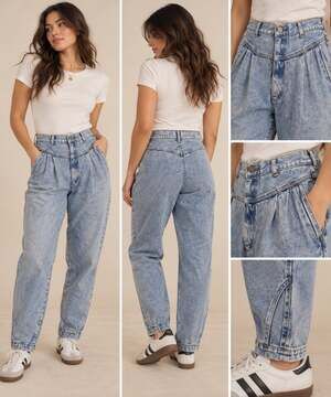 Vintage 80s Bill Blass Mom Jeans 6 High Waist Pleated Tapered Acid Wash Denim